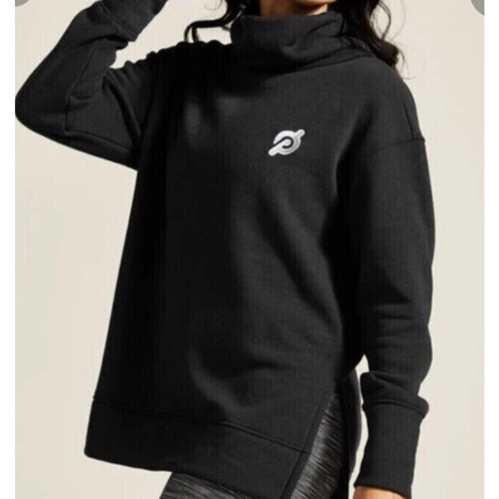 PELOTON‎ Funnel Neck Pullover Sweatshirt Loose Fit Side Slit Black Small